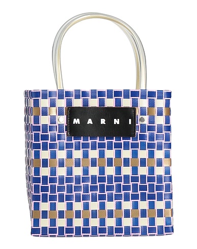 MARNI Handbag Navy blue Polypropylene, Bovine leather