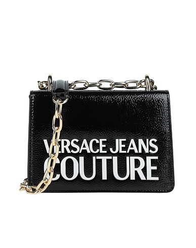 VERSACE JEANS COUTURE Across-body bag Black 100% Polyurethane, Polyurethane resin