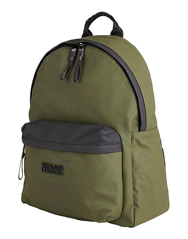 VERSACE JEANS COUTURE Zaini Verde militare 60% Cotone, 40% Poliuretano, Resina poliuretanica