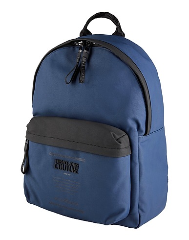 VERSACE JEANS COUTURE Backpacks Midnight blue 60% Cotton, 40% Polyurethane, Polyurethane resin