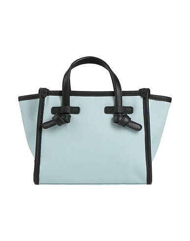 GIANNI CHIARINI Handbag Sky blue Soft Leather, Textile fibers
