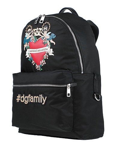 DOLCE&GABBANA Backpacks Black 60% Polyamide, 15% Calfskin, 12% Nylon, 7% Acrylic, 6% Polypropylene