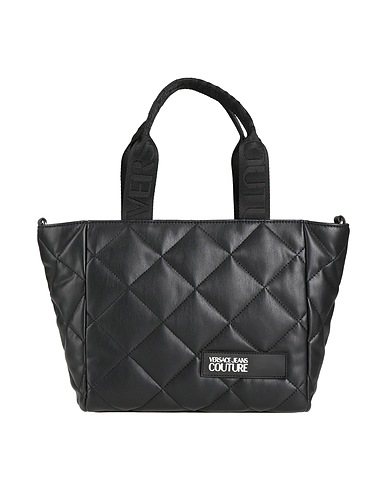 VERSACE JEANS COUTURE Τσάντα χειρός Μαύρο 100% Πολυουρεθάνη, Ρητίνη πολυουρεθάνης