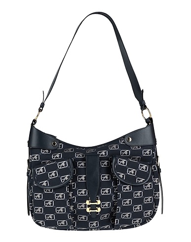 ALBERTA FERRETTI Shoulder bag Midnight blue Textile fibres, Soft Leather