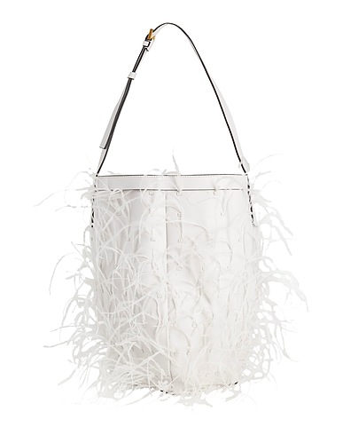 VALENTINO GARAVANI Schultertasche Weiß Leder, Federn