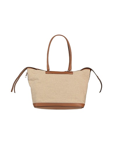 BORBONESE Handbag Sand 90% Linen, 10% Cotton, Shearling