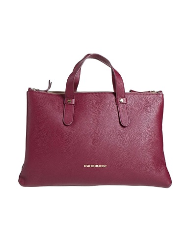 BORBONESE Handbag Burgundy Soft Leather