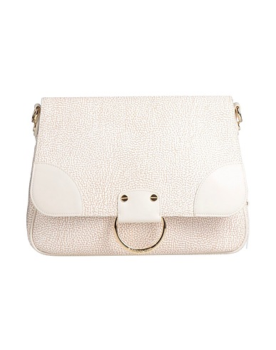 BORBONESE Borsa a spalla Bianco 83% PVC - Polivinilcloruro, 9% Cotone, 8% Poliestere, Pelle