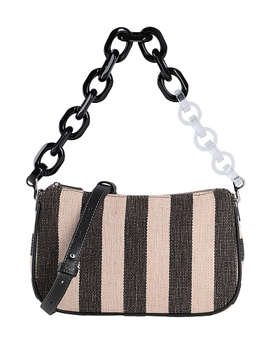 FURLA Handbag FURLA MOON S SHOULDER BAG
 Black 51% Cotton, 34% Jute, 15% Soft Leather