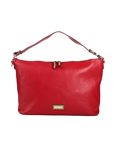 BORBONESE Handbag Red 100% Soft Leather, PVC - Polyvinyl chloride, Cotton, Polyester