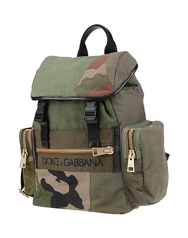 DOLCE&GABBANA Rucksacks Military green 80% Cotton, 10% Nylon, 10% Calfskin