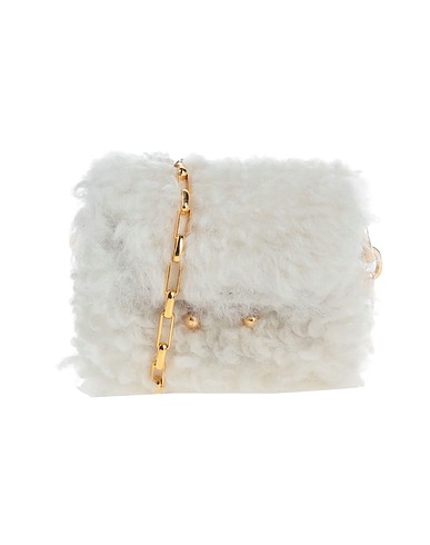 MARNI Across-body bag White 100% Lamb fur, Bovine leather, Brass, Steel