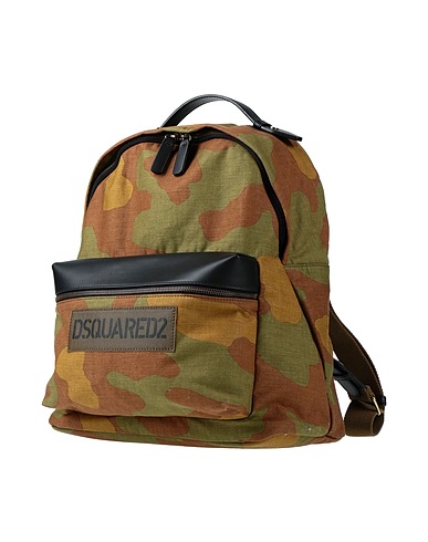 DSQUARED2 Rucksacks Military green Textile fibres, Leather