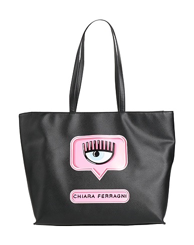 CHIARA FERRAGNI Handbag Black 100% Polyurethane, Polyurethane resin