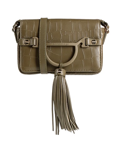BORBONESE Across-body bag Military green 100% Soft Leather
