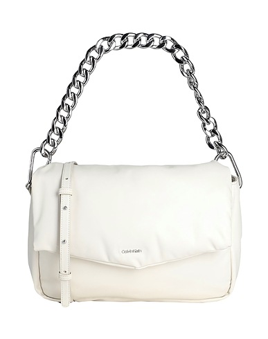 CALVIN KLEIN Shoulder bag Ivory 51% Polyester, 49% Polyurethane