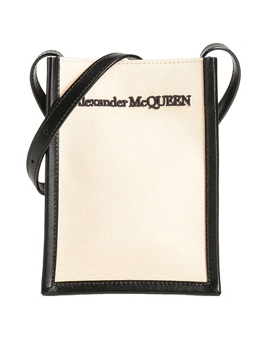 MCQUEEN Across-body bag Beige Soft Leather, Textile fibres