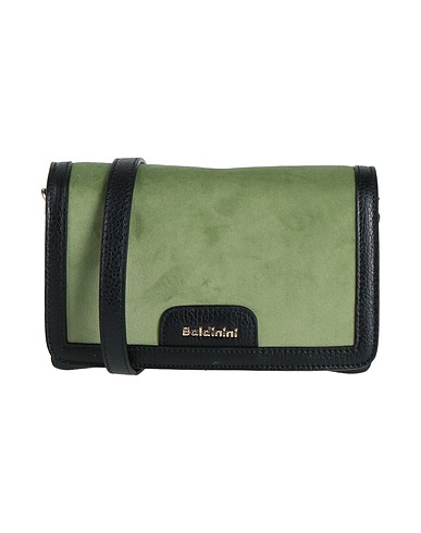 BALDININI Across-body bag Green Soft Leather, Textile fibres