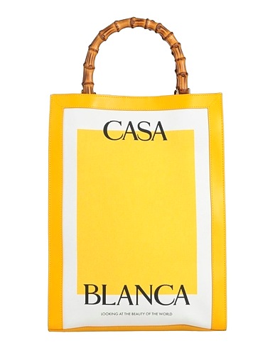 CASABLANCA Handbag Yellow Textile fibres, Soft Leather