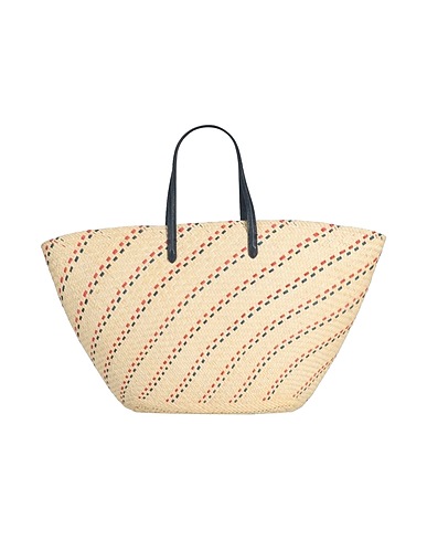 THOM BROWNE Handbag Beige Soft Leather, Natural raffia