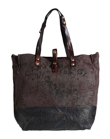 CAMPOMAGGI Handbag Dark brown 100% Cotton, Calfskin