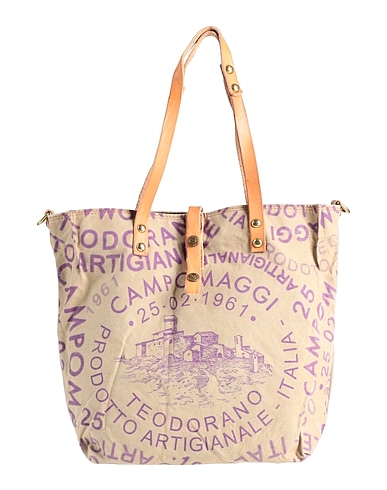 CAMPOMAGGI Handbag Beige 100% Cotton, Calfskin