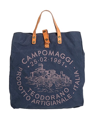 CAMPOMAGGI Handbag Midnight blue 100% Cotton, Calfskin