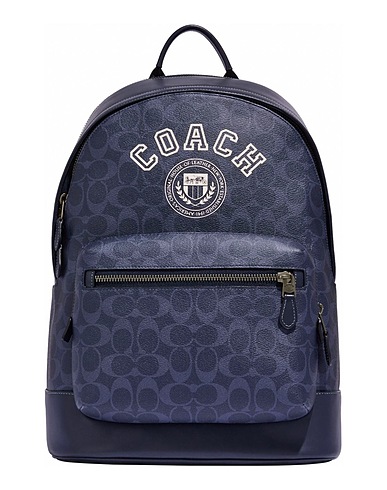 COACH Rucksäcke West backpack in signature coach varsity Blau Rindsleder