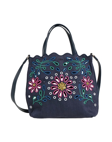 CHLOÉ Handbag Midnight blue Textile fibers, Soft Leather
