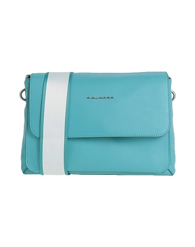 PIQUADRO Across-body bag Turquoise Bovine leather, EVA (Ethylene - Vinyl - Acetate), Nylon, Polyester, Metal