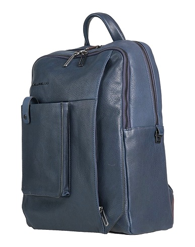 PIQUADRO Rucksacks Midnight blue Bovine leather, EVA (Ethylene - Vinyl - Acetate), Nylon, Polyester, Metal