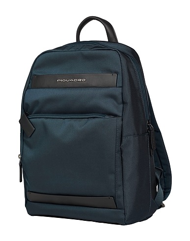 PIQUADRO Rucksäcke Marineblau Rindsleder, Nylon, Polyester, Metall