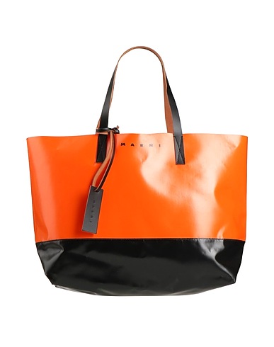 MARNI Handbag Orange 100% Polyester, Bovine leather