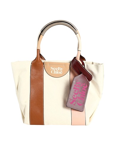 SEE BY CHLOÉ Handbag Ivory 100% Cotton, Bovine leather