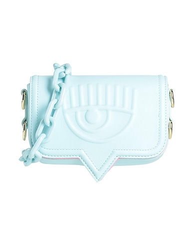 CHIARA FERRAGNI Across-body bag Sky blue 100% Polyurethane, Polyurethane resin