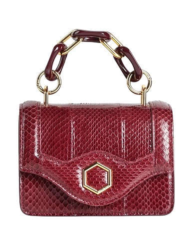HIBOURAMA Borsa a mano Bordeaux Pelle, Pelle di serpente