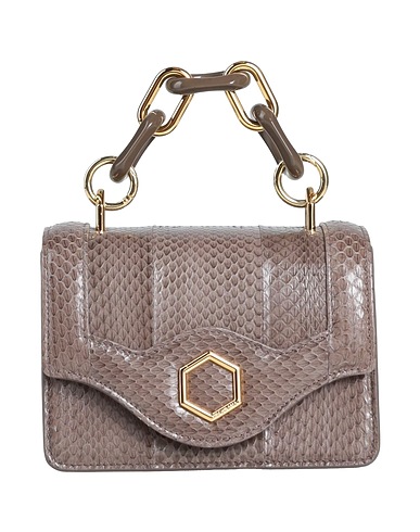 HIBOURAMA Handbag Grey Soft Leather, Snakeskin