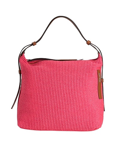 GIANNI NOTARO Handbag Fuchsia Soft Leather, Natural raffia