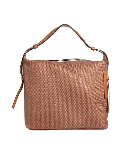 GIANNI NOTARO Handbag Brown Soft Leather, Natural raffia
