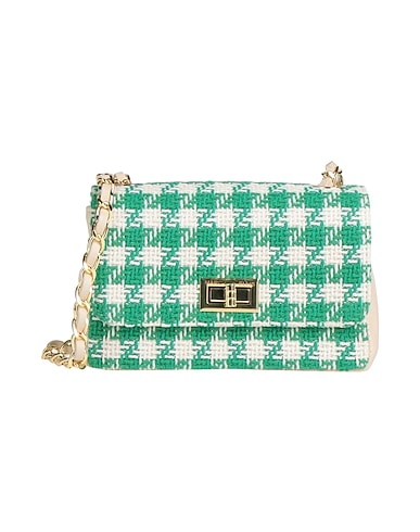 MARC ELLIS Borsa a tracolla Verde Fibre tessili, Pelle