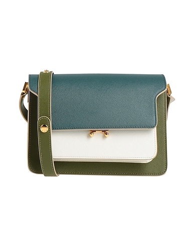MARNI Across-body bag Deep teal 95% Bovine fur, 5% Brass, Cotton