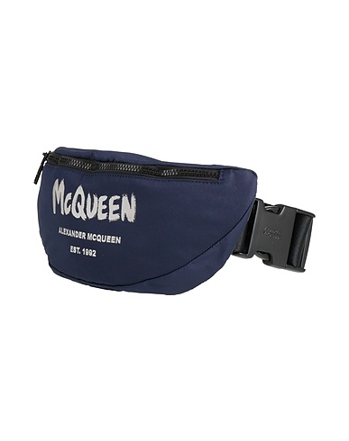 MCQUEEN Belt Bags Navy Textile fibers, Soft Leather