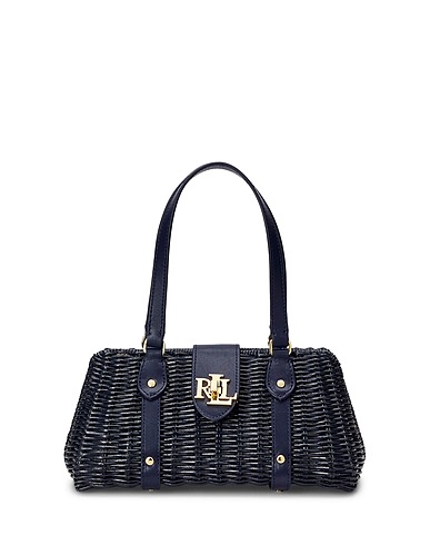 LAUREN RALPH LAUREN Handbag RATTAN MEDIUM LILLY SATCHEL
 Midnight blue 100% Rattan, Bovine leather