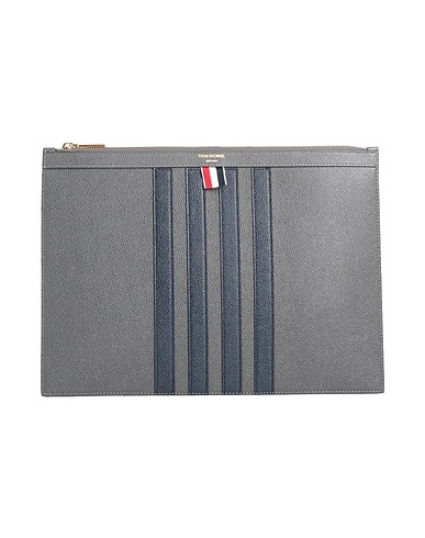 THOM BROWNE Borsa a mano Piombo Fibre tessili, Pelle