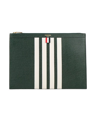 THOM BROWNE Handbag Dark green Textile fibres, Soft Leather