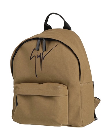 GIUSEPPE ZANOTTI Rucksacks Military green Textile fibres, Soft Leather