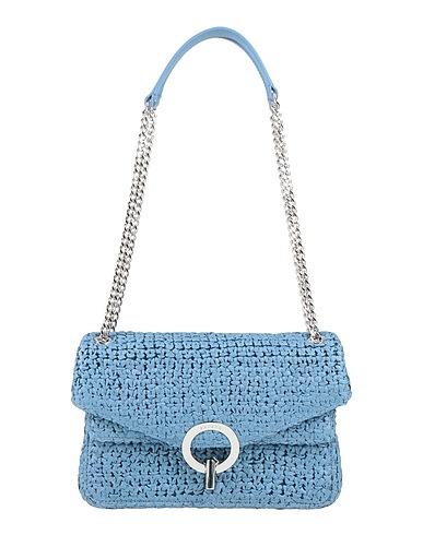 SANDRO Borsa a spalla Azzurro 100% Carta, Vacchetta