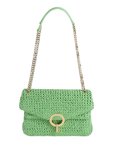 SANDRO Shoulder bag Light green 100% Paper, Cowhide