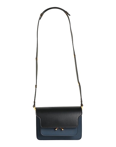MARNI Shoulder bag Navy blue 95% Calfskin, 5% Brass