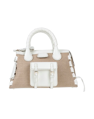 CHLOÉ Handbag Sand 100% Linen, Calfskin